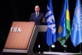 Infantino durante su discurso como Presidente de la FIFA