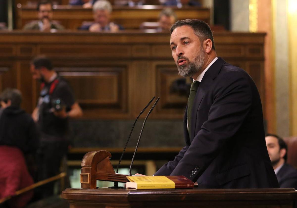 Santiago Abascal durante su intervención en la moción de censura.