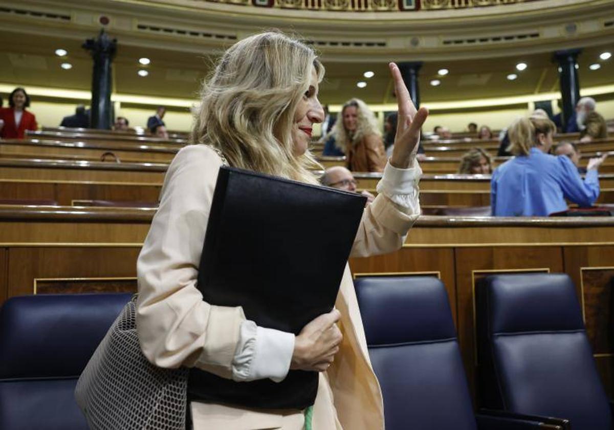 La vicepresidenta segunda, Yolanda Díaz, este miércoles en el Congreso.