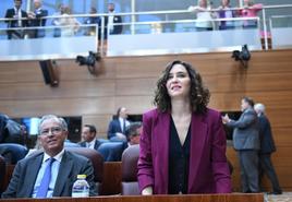 Isabel Díaz Ayuso interviene este jueves en el pleno de la Asamblea de Madrid.