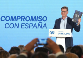 Feijóo sostiene el programa marco del PP en un acto en Guadalajara.