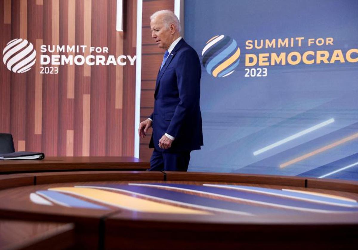 El presidente estadounidense, Joe Biden, este miércoles, en la Cumbre para la Democracia.