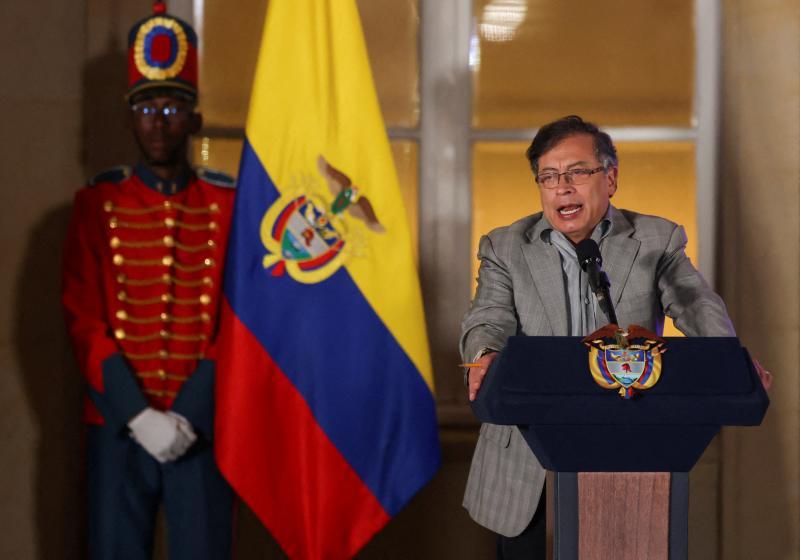 Gustavo Petro, durante una declaración oficial en la sede del Gobierno, para presentar sus planes de reforma social