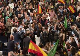 El presidente de Vox, Santiago Abascal, a su llegada al acto que su formación celebró la pasada semana en el Palacio de Festivales de Santander.