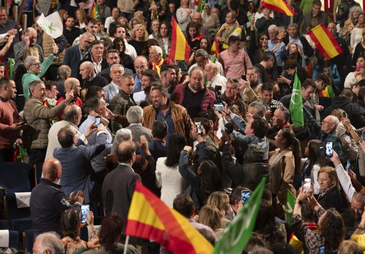 El presidente de Vox, Santiago Abascal, a su llegada al acto que su formación celebró la pasada semana en el Palacio de Festivales de Santander.