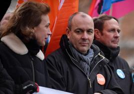 La secretaria nacional de la CFDT, Marylise Leon, y el secretario general, Laurent Berger en una de las protestas contra la reforma de las pensiones en Francia