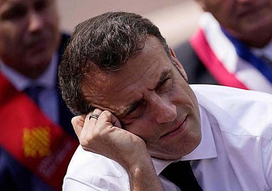 El presidente francés, Emmanuel Macron, durante una visita a Ganges en el marco de su gira nacional