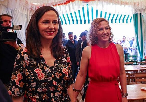 Ione Belarra durante su visita este domingo a la Feria de Abril de Sevilla.