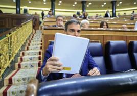 Pedro Sánchez, este miércoles en el Congreso.