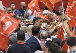 Pedro Sánchez, en Murcia, este sábado.