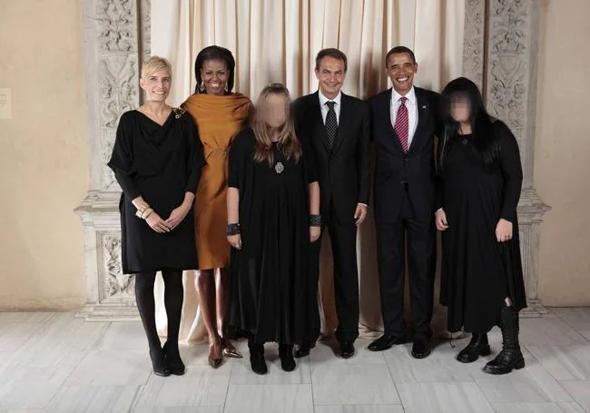 La familia de Zapatero, con los Obama.