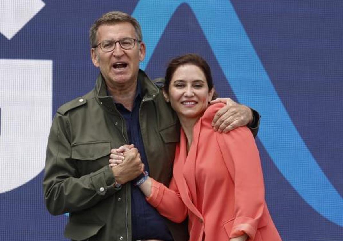 Alberto Núñez Feijóo e Isabel Díaz Ayuso este sábado en Getafe.