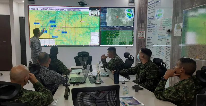 Command center of the Colombian armed forces from where the tracking operation is directed