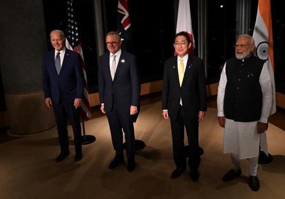 El presidente de EE UU con los líderes de Australia, Japón e India.