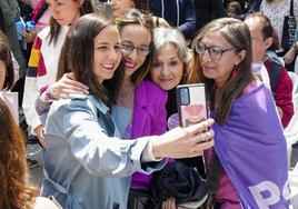 La líder de Podemos, Ione Belarra, ayer, en un acto, en Madrid