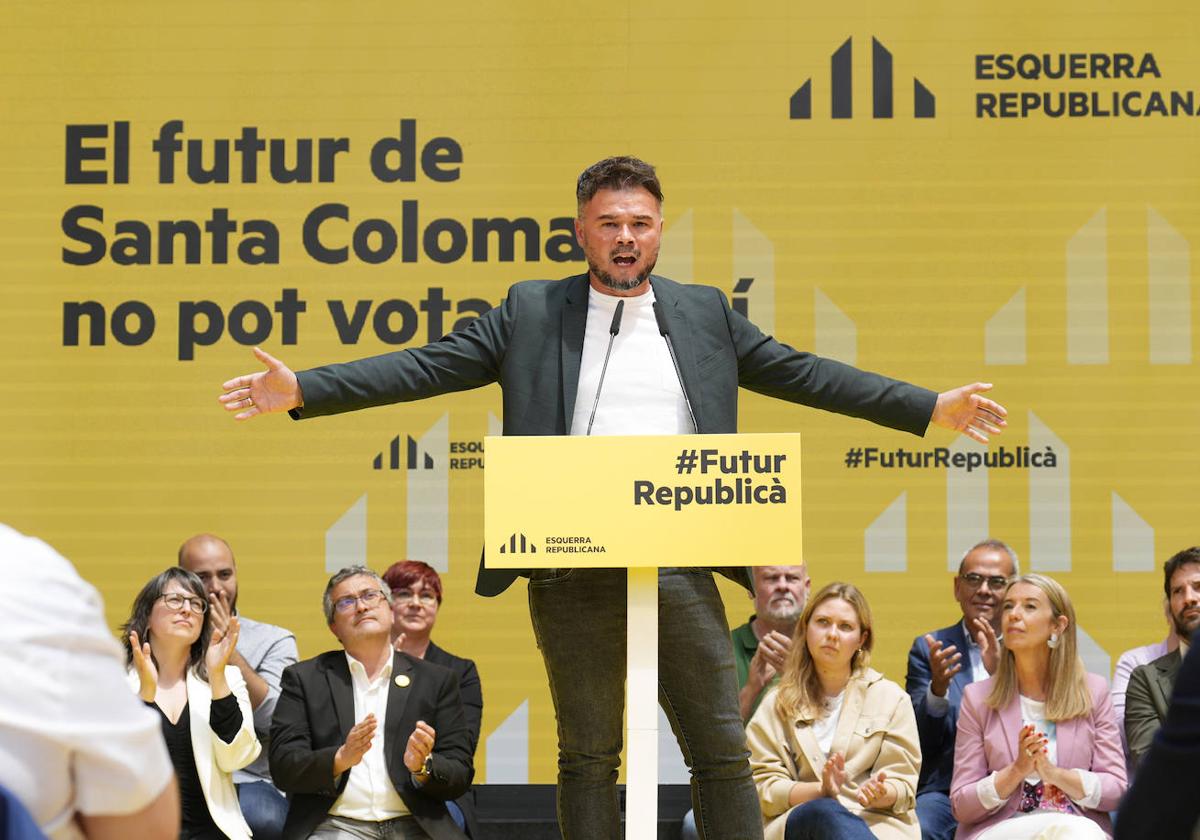 Gabriel Rufián, en un acto de campaña.