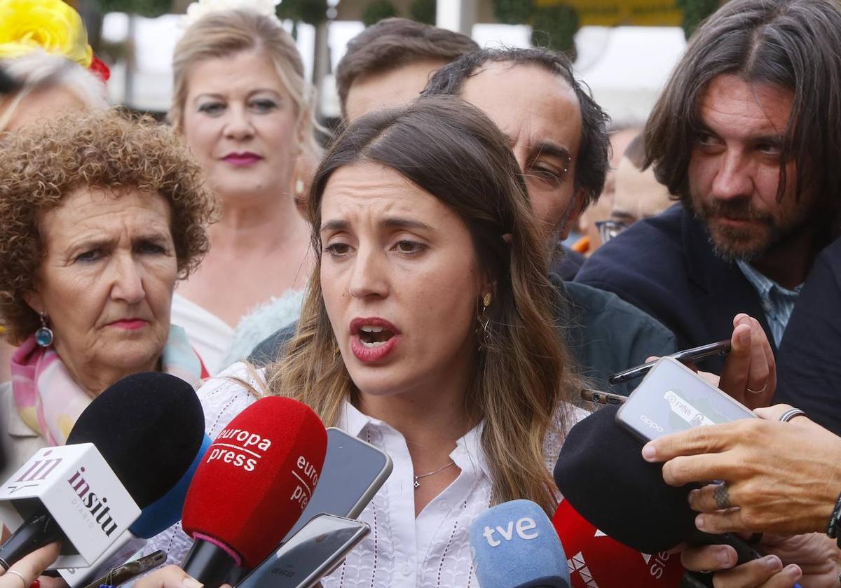 La ministra de Igualdad y secretaria de Acción de Gobierno de Podemos, Irene Montero, en un acto electoral este martes en Córdoba.