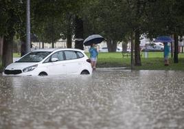 Inundaciones en la pedanía murciana de La Alberca tras la tormenta de lluvia y granizo del pasado miércoles.