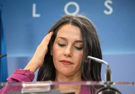 Inés Arrimadas, el jueves en el Congreso cuando anunció su retirada de Ciudadanos y de la política.