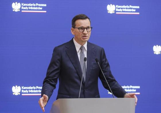 El primer ministro polaco, Mateusz Morawiecki, en una conferencia de prensa este viernes en Varsovia.