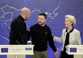 Michel, Zelenski y Von der Leyen el pasado febrero.