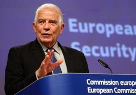 El jefe de la diplomacia europea, Josep Borrell, en una rueda de prensa en Bruselas.