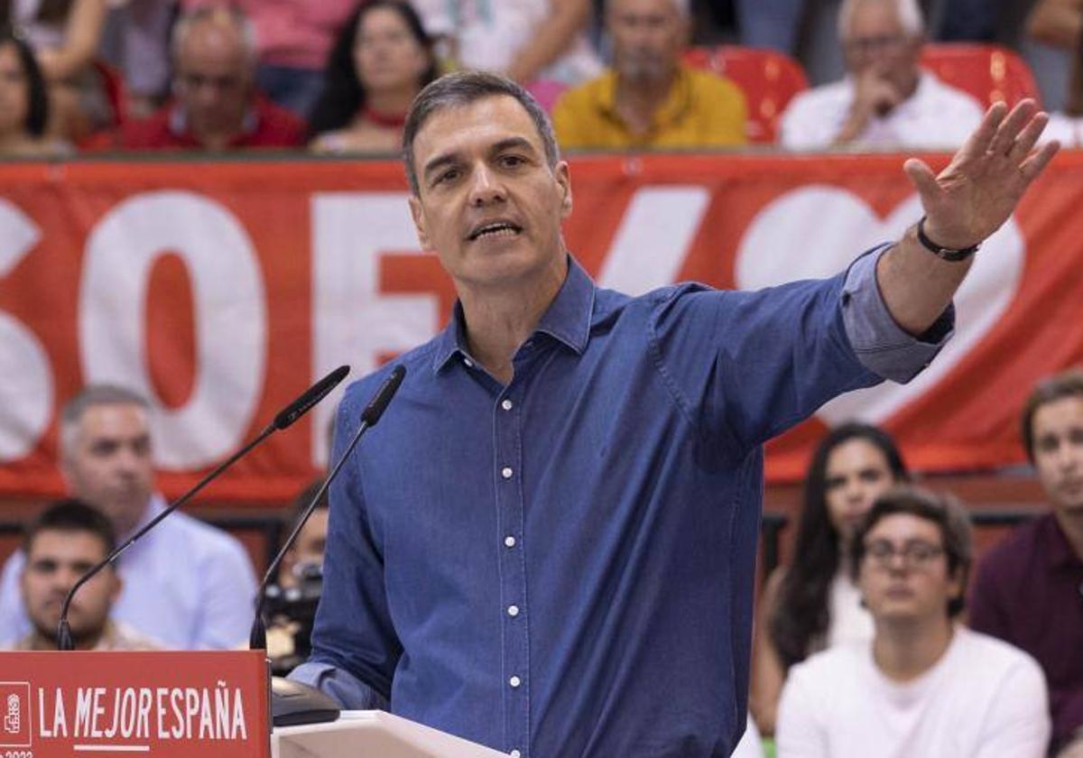 Pedro Sänchez en un acto del PSOE este sábado en Tenerife.