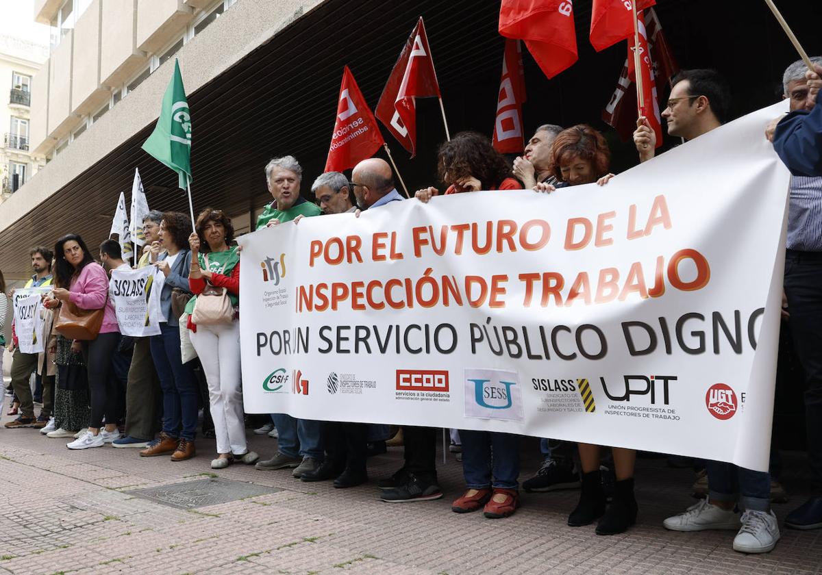 Protesta de empleados de la Inspección de Trabajo en Madrid.