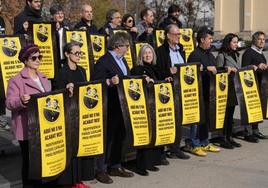 Dolors Feliu durante una concentración de la ANC el pasado enero en Barcelona.