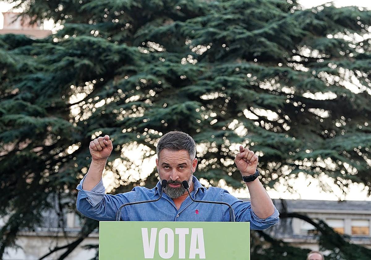 Santiago Abascal, durante el mitin que protagonizó este viernes en Valladolid.