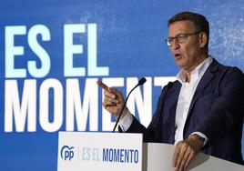 El presidente del PP y candidato, Alberto Núñez Feijóo.