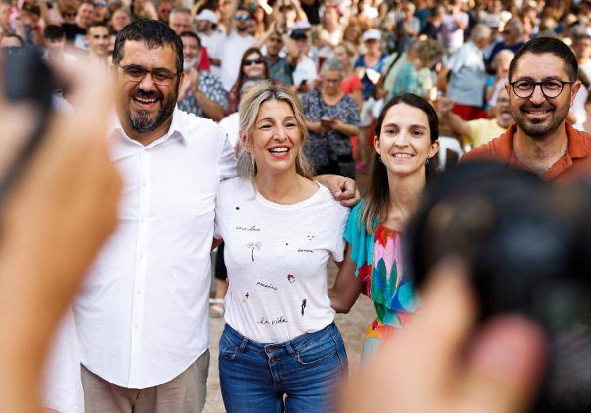 Yolanda Díaz durante su participación en un mitin en Palma de Mallorca.