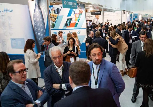 Attendees at a business tourism fair held in Madrid.