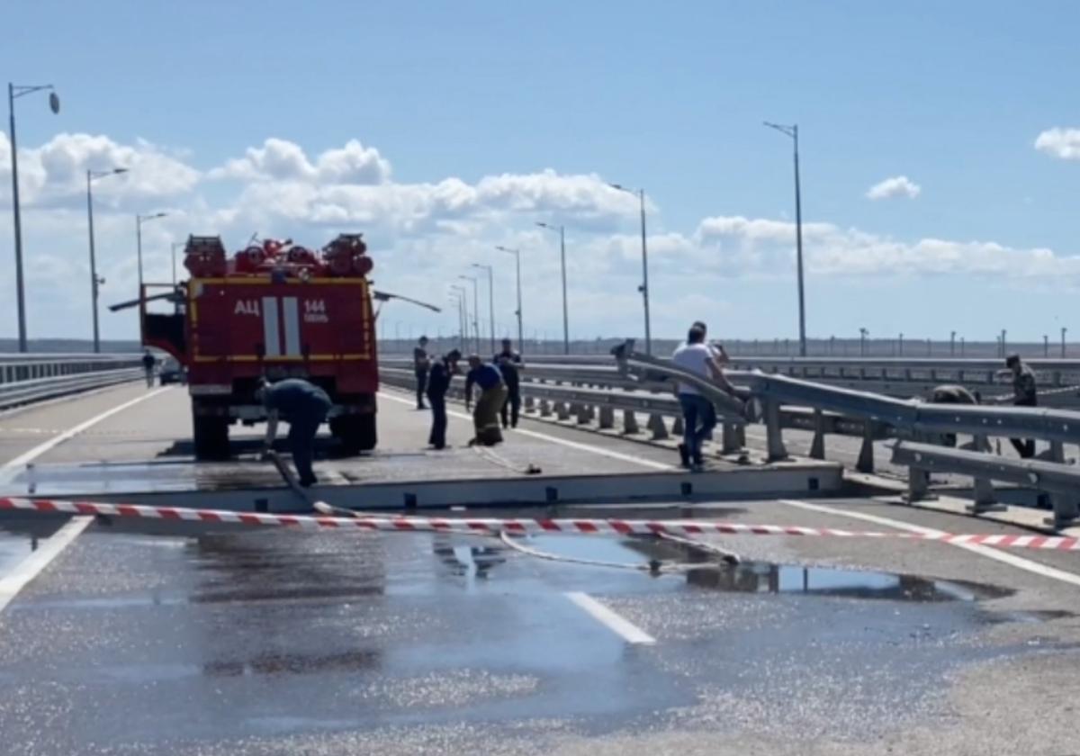 El Comité Nacional Antiterrorista de Rusia muestra los trabajos de reparación en el puente de Kerch