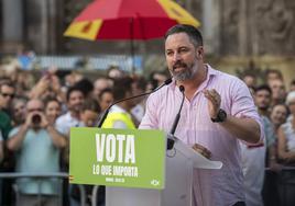 Santiago Abascal, en el mitin de Murcia.