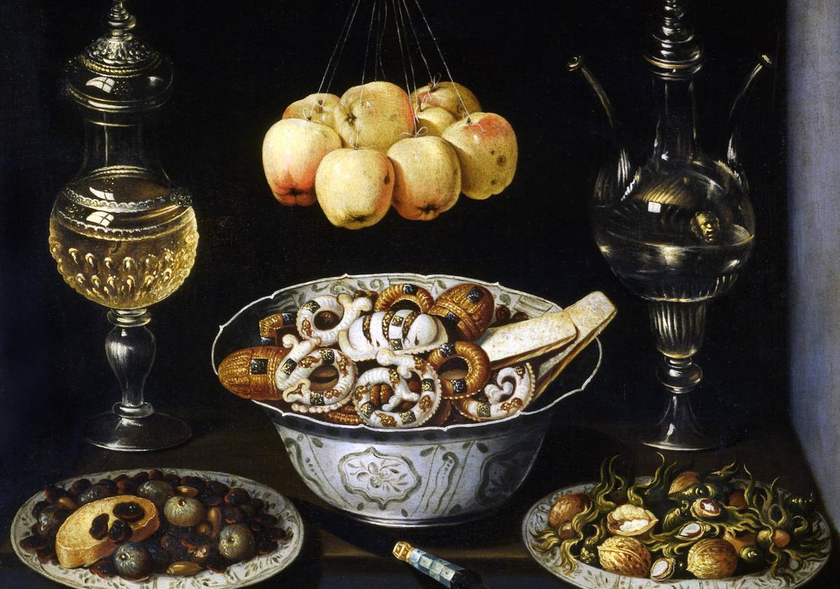 'Bodegón con dulces, vidrios y manzanas' (Seguidor de Juan van der Hamen).