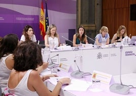 Reunión del comité de crisis, con la ministra Irene Montero y la delegada Victoria Rosell, este martes, en Madrid