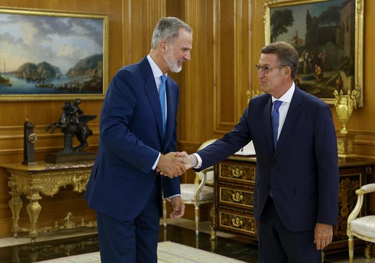 Alberto Núñez Feijóo, durante su visita con el Rey