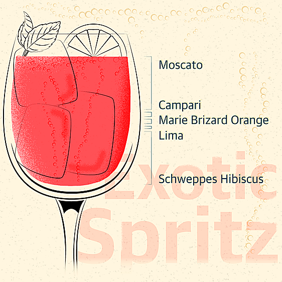 Exotic Spritz, un trago dulce y refrescante a base de moscatel