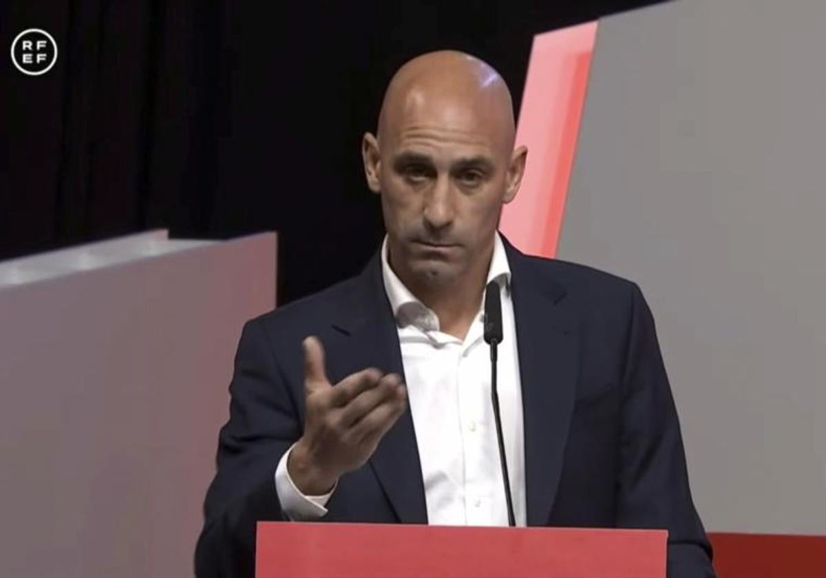 Luis Rubiales, durante la asamblea de este viernes.