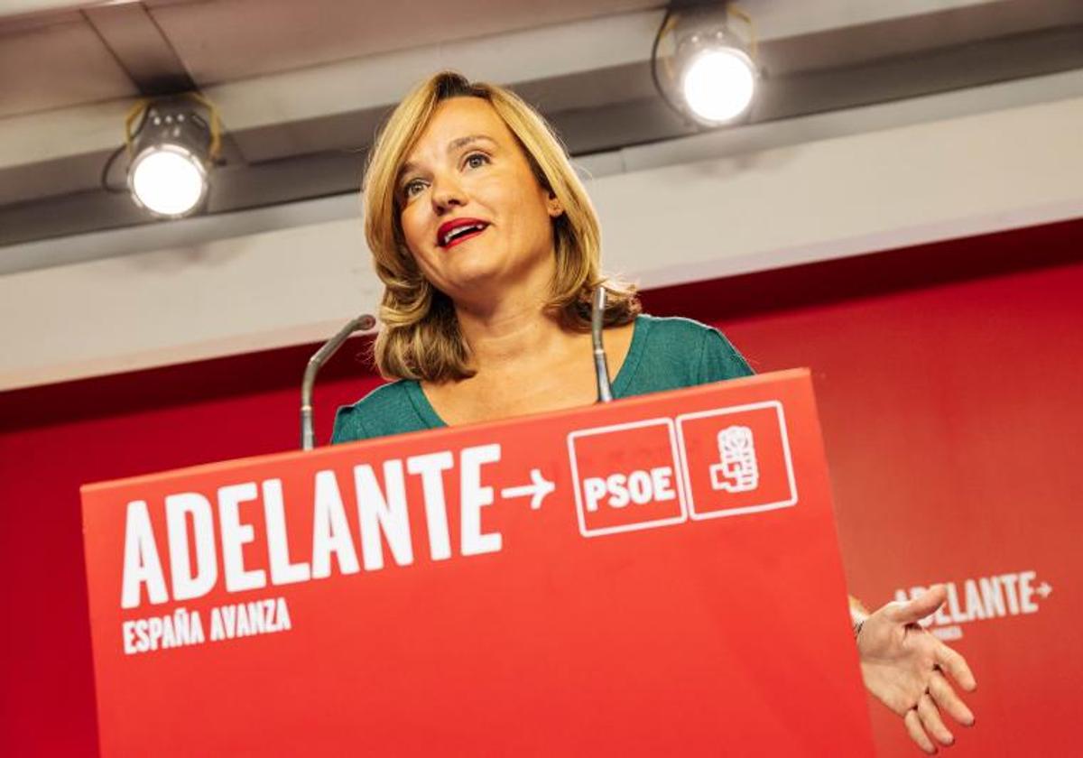 La portavoz del PSOE, Pilar Alegría, en Ferraz