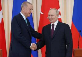 Los presidentes turco, Recep Tayyip Erdogan, y ruso, Vladímir Putin, han conversado este lunes en la ciudad balneario de Sochi.