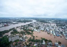 Las inundaciones causadas por las lluvias en la población de Lajeado, en el sur de Brasil