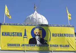 Un cartel en Surrey (Canadá) en apoyo a Hardeep Singh Nijjar.