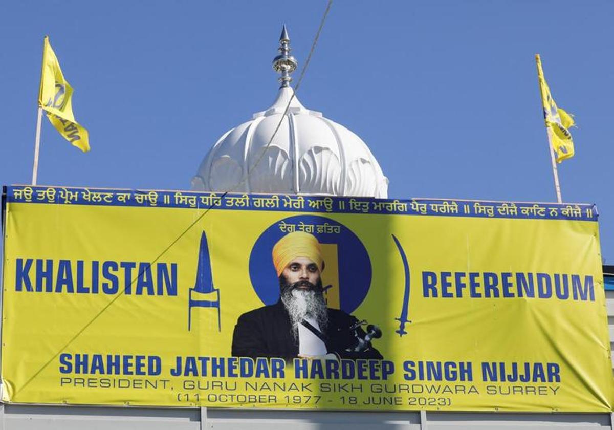 Un cartel en Surrey (Canadá) en apoyo a Hardeep Singh Nijjar.