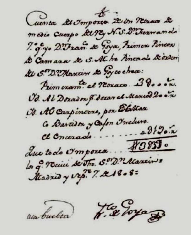 Factura del Ayuntamiento de Talavera en 1808