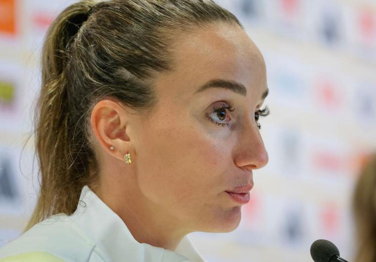 La delantera sueca Kosovare Asllani, durante su rueda de prensa.