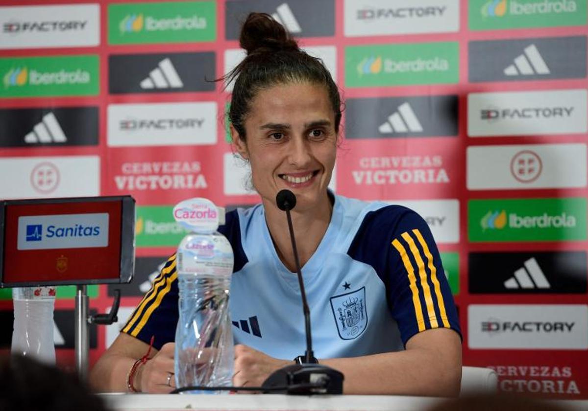 Montse Tomé, durante la rueda de prensa que ha ofrecido este lunes en Córdoba.