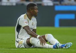 David Alaba, tras caer lesionado ante Las Palmas.