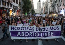 Marcha por la despenalización del aborto este jueves en Madrid.